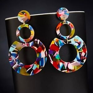 🌸 Acrylic Statement Earrings in Bright Confetti *Last Chance*